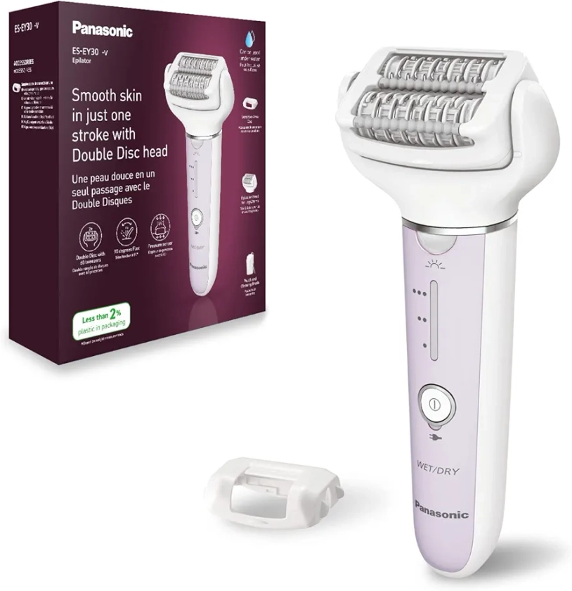 Panasonic ES-EY30-V503 Epilatore Bagnato e Asciutto, Doppio Disco con 60 Pinzette, Testina Flessibile Pivotante a 90°, 3 Impostazioni di Velocità e Luce LED, 30 Minuti di Funzionamento, Cordless : Amazon.it: Salute e cura della persona