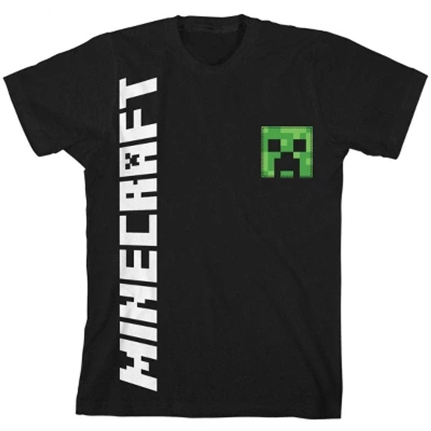 Minecraft Creeper Boys Black T-shirt-Medium