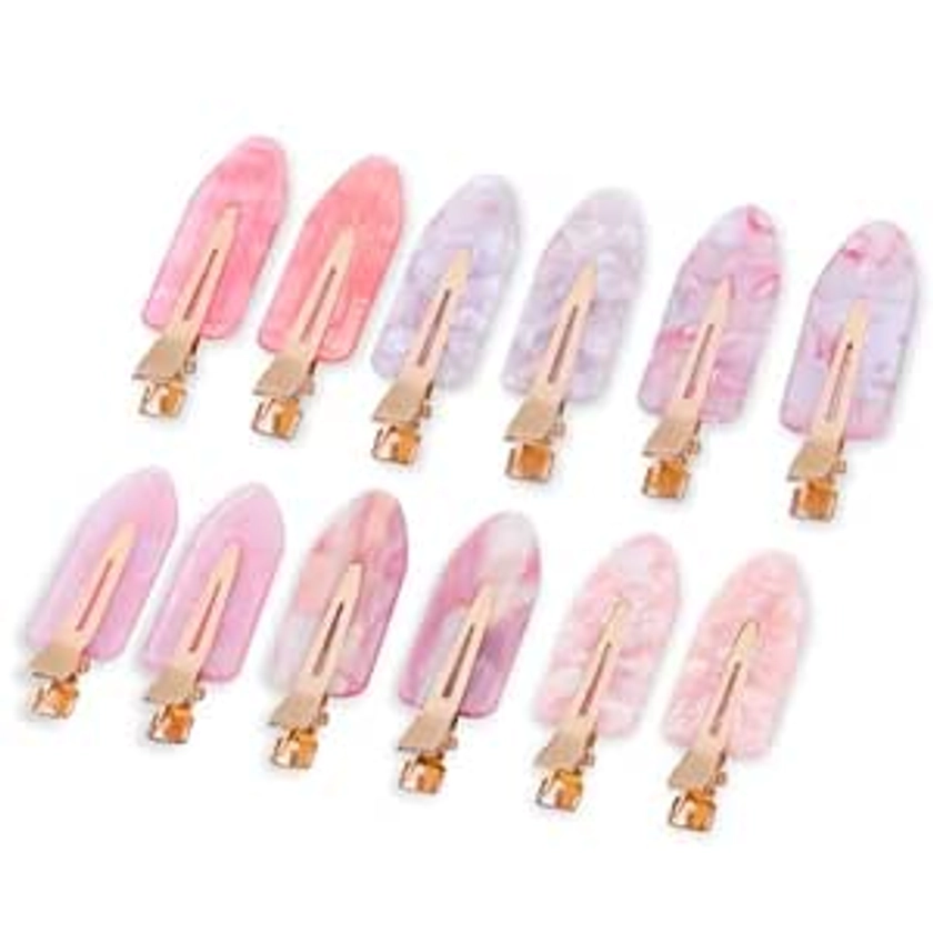 No Crease Hair Clips Creaseless Hair Clips Makeup Clips No Bend Hair Clips Flat Hair Clip For Styling Non Slip Hair Accessories For Women,Pink,12 PCS