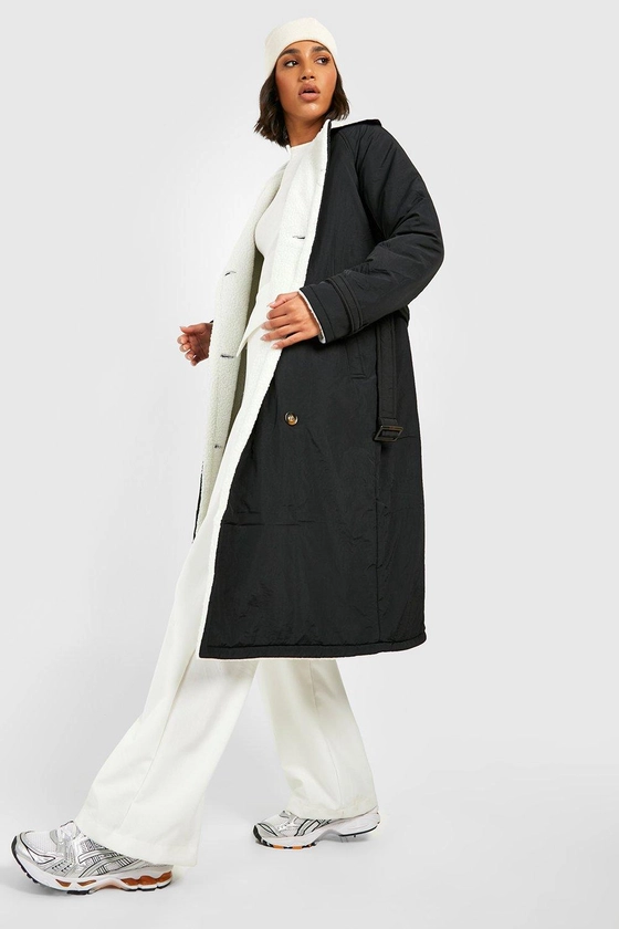 Jackets & Coats | Borg Lined Padded Trench Coat | boohoo