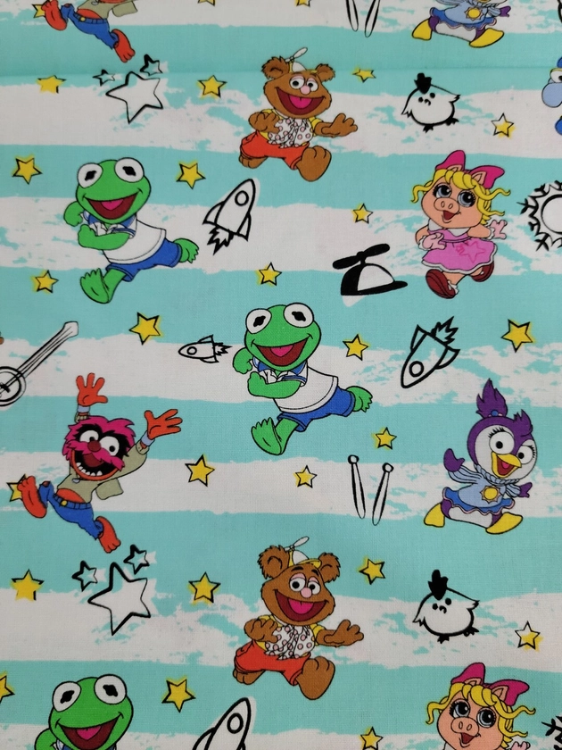 Jim Henson&#39;s The Muppet Babies 100%Cotton Fabric by the Yard or 1/2 Yard, Retro, 80&#39;s and 90&#39;s, Saturday Morning Cartoons