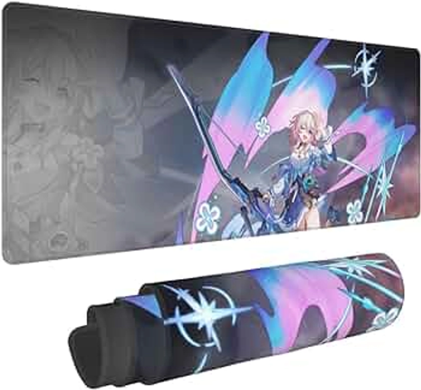Honkai Game Star Rail March 7th Gaming Mouse Pad Non-Slip Rubber Large Mousepad for Office Supplies Computers,Desktop Pc Laptop Office Big Mouse Pad 12x31.5in
