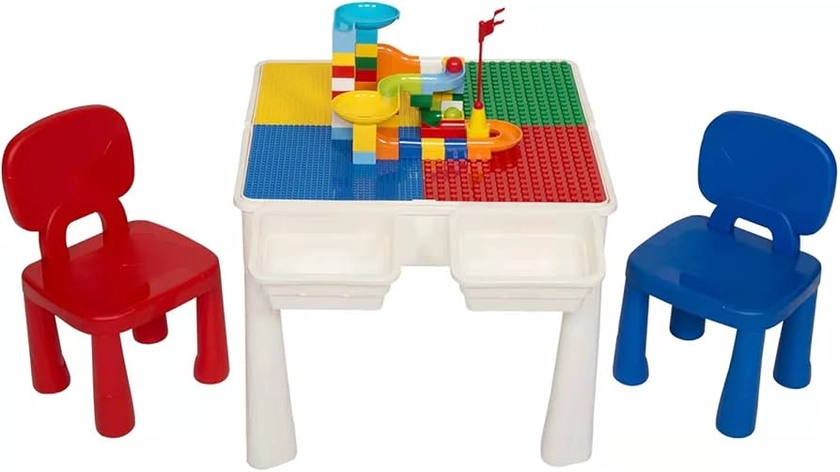 Kids Table And Chair Sets Building Blocks Construction Multi-Activity Water And Sand Table Compatible Bricks Toy Double-Sided With Storage Capacity, Toys for Girls And Boys : Amazon.co.uk: Home & Kitchen