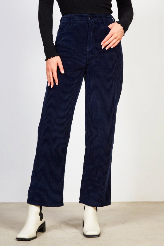 Navy large wale corduroy trousers