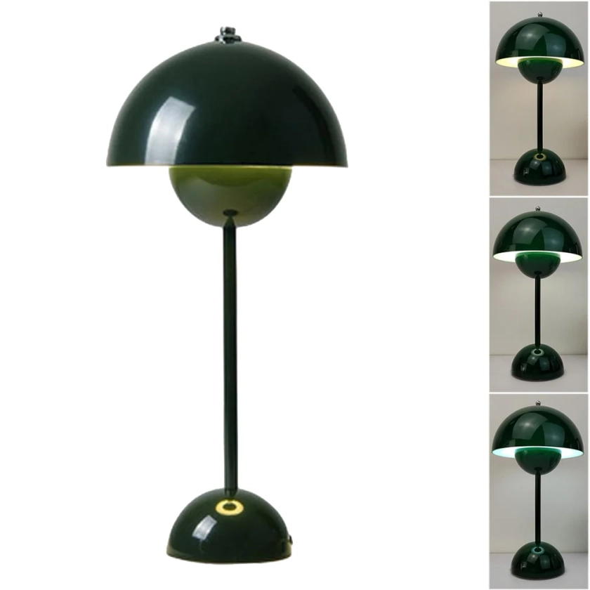 Lampes de table LED sans fil, lampe de bureau champignon pot de fleurs, lampe de chevet rétro à intensité variable avec 3 températures de couleur | Leroy Merlin