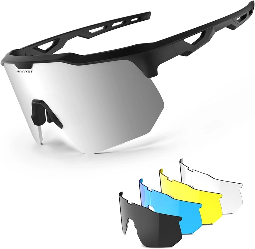 HAAYOT Polarized Sports Sunglasses for Men Women Youth Baseball Cycling Running Softball Biking Glasses 5 Lenses