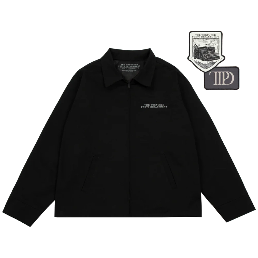 The Tortured Poets Department Black Jacket & 2 Patch Set Bundle