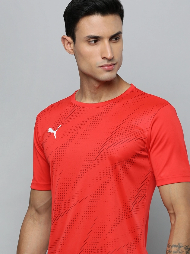 Puma Men Dry Cell Red Printed Slim Fit Football T-shirt
