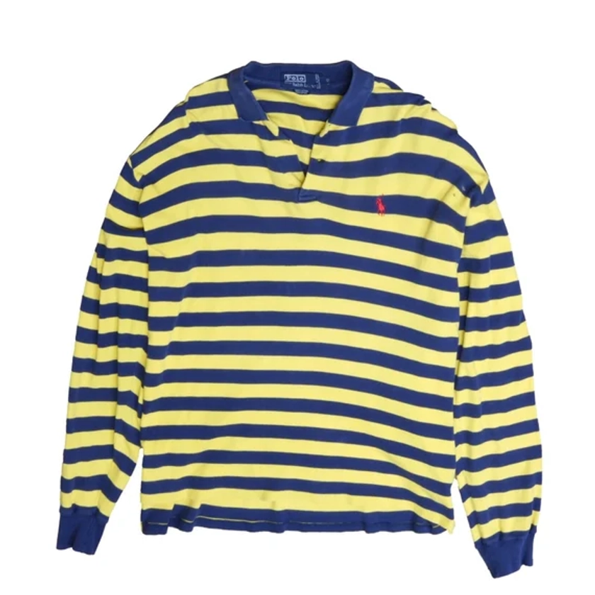 Vintage Polo Ralph Lauren Rugby Shirt Size Large Striped Long Sleeve