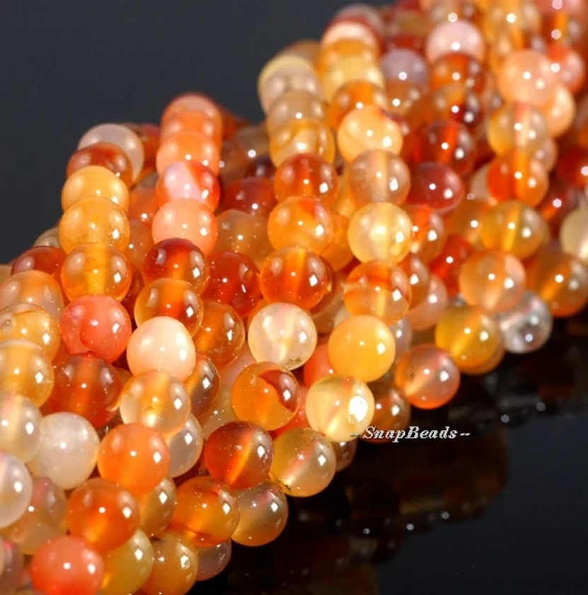 Carnelian Red Agate Gemstone Citrus Red Round 4MM 6MM 8MM Loose Beads  (100)