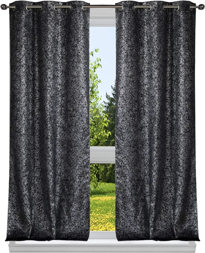 Duck River Textile Specks Maddie Metallic, 38x84, Black
