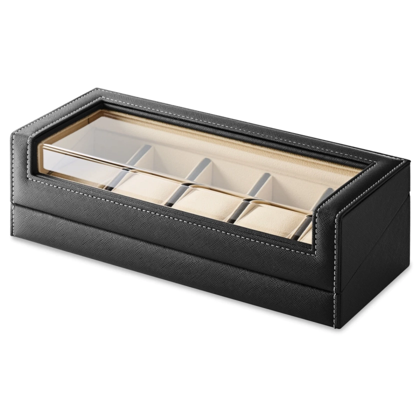 5 Slot Black Leather Watch Box | Trendhim | Free shipping