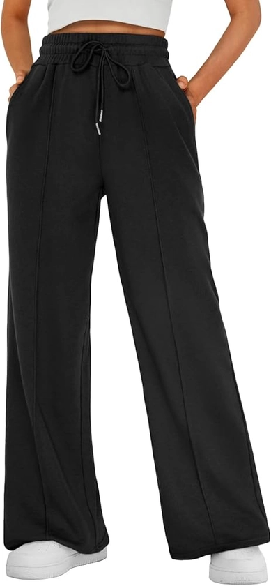 AUTOMET Womens Wide Leg Sweatpants High Waisted Baggy Pants Drawstring Athletic Joggers