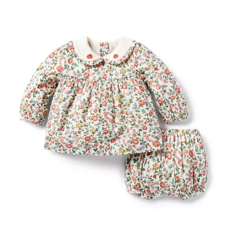 Newborn Jet Ivory Floral The Pumpkin Collar Floral Baby Set by Janie and Jack