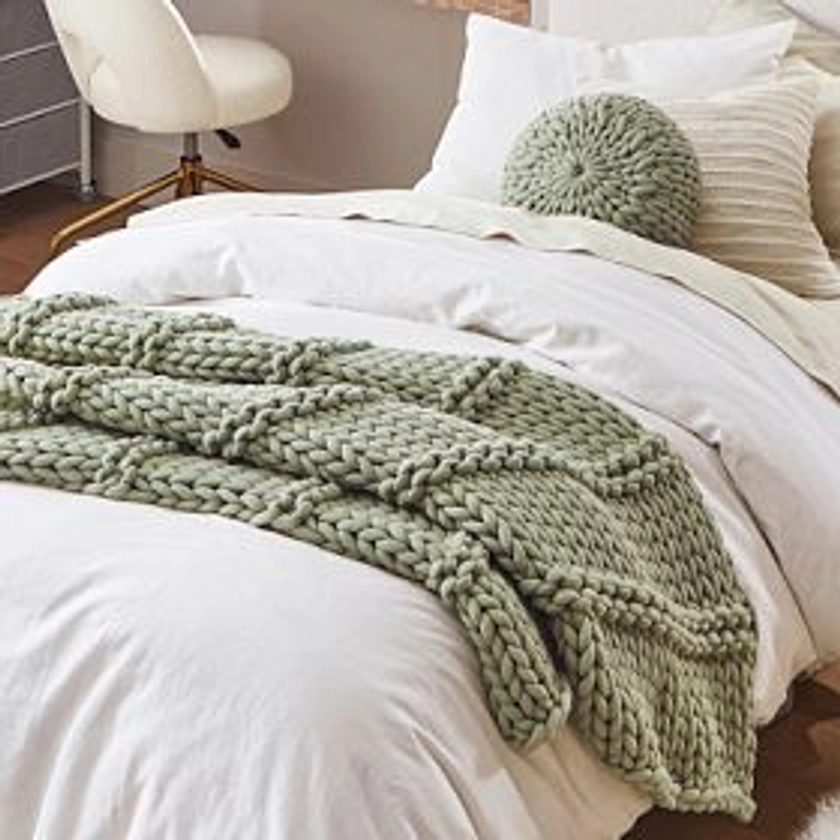 Chunky Knit Pillow and Throw Bundle