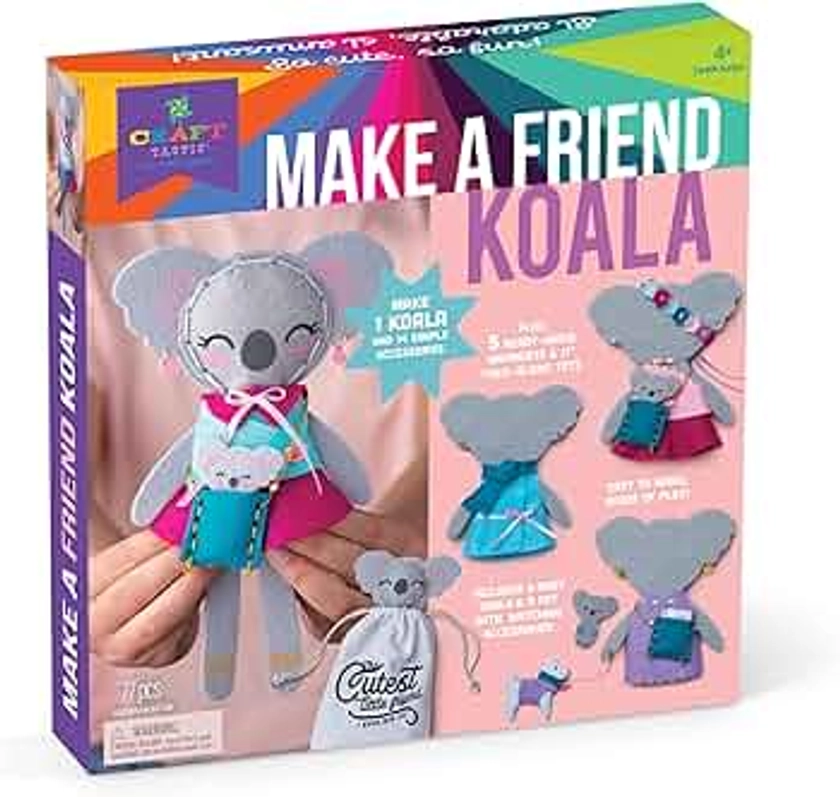 Craft-Tastic Make a Friend Koala, Kids Crafts Ages 6-8, Arts & Crafts for Kids 4-6, Koala Craft Kit, Spring Crafts for Kids, Travel Activities for Kids, Kids Sewing Kit