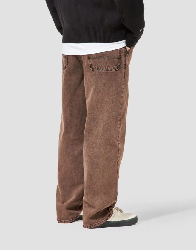 Route One Super Baggy Denim Jeans - Burnt Mahogany