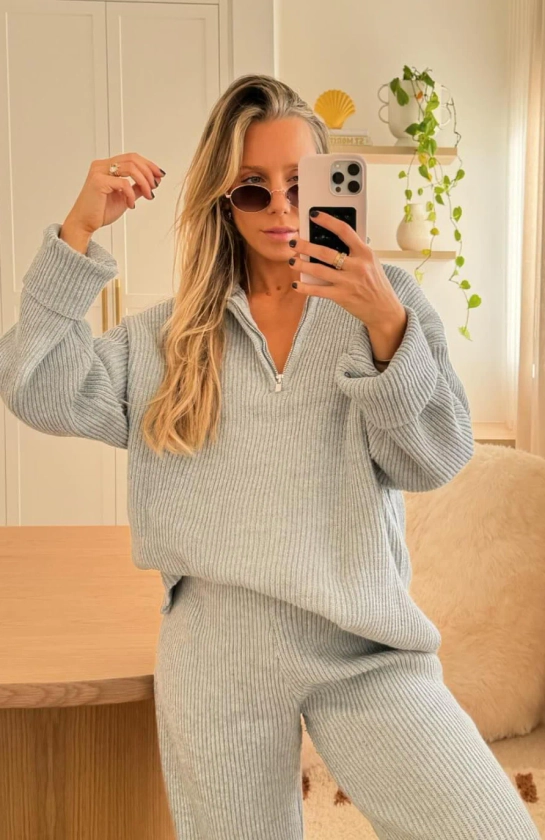 Let's Get Cosy Knit Sweater Grey Marle