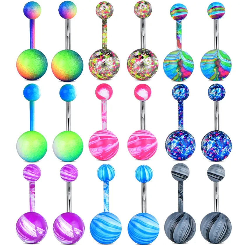 1pc Colorful Acrylic Ball Belly Button Ring Navel Body Piercing Jewelry