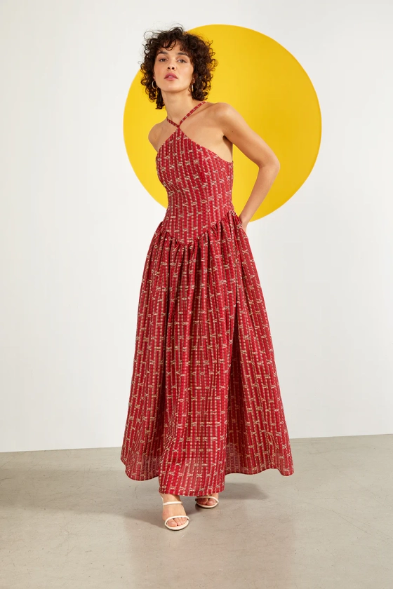 Maria de la Orden | Davina Dress Red Jacquard