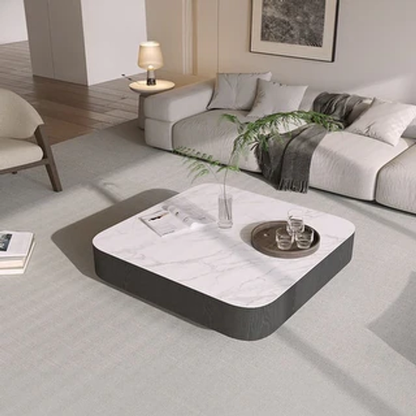 Modern Glam Square Marble Coffee Table Accent End Side Table - Bed Bath & Beyond - 39014363