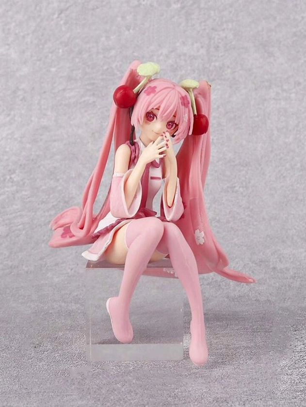 Figura Modelo De Belleza Sentada En Rosa Para Decoración De Anime