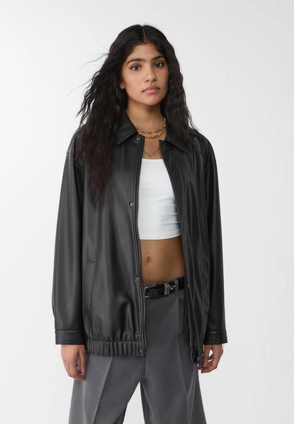 Blouson oversize en similicuir