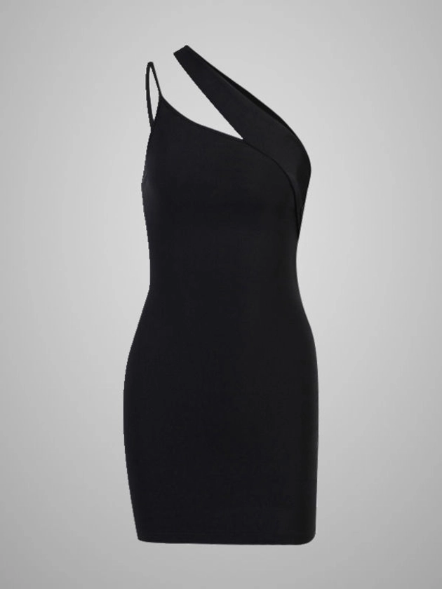 Elegant Cutout Black One Shoulder Bodycon Dress