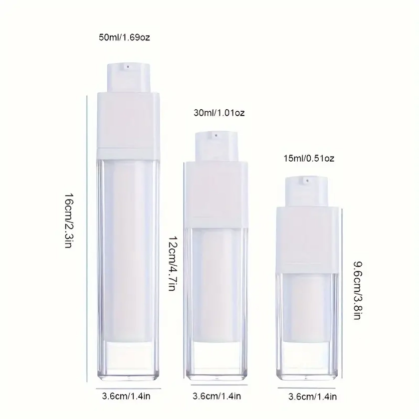 15/30/50ml Vacuum Lotion Bottle Face Cream Bottle, Square Rotary Press Bottle Foundation Make-up Lotion Vacuum Bottle, Separate Bottles Of * Liquid, Reusable Cosmetics Container, Portable Travel Accessories