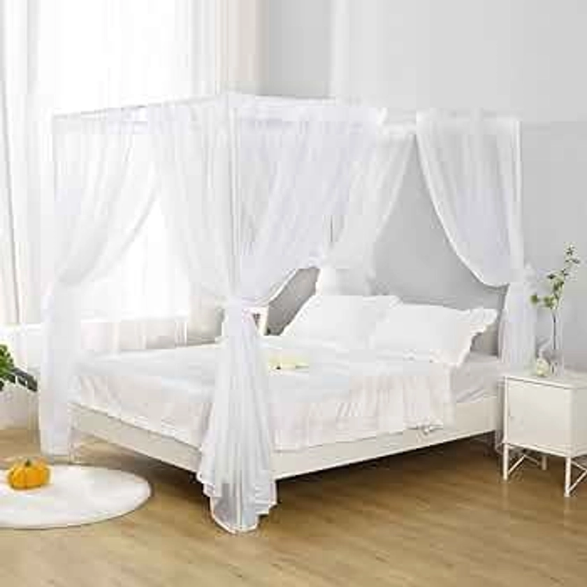 WANFASO White Canopy Bed Curtain for Twin Bed, Soft Bed Canopy Scarf for Girls Adults (Twin, White)