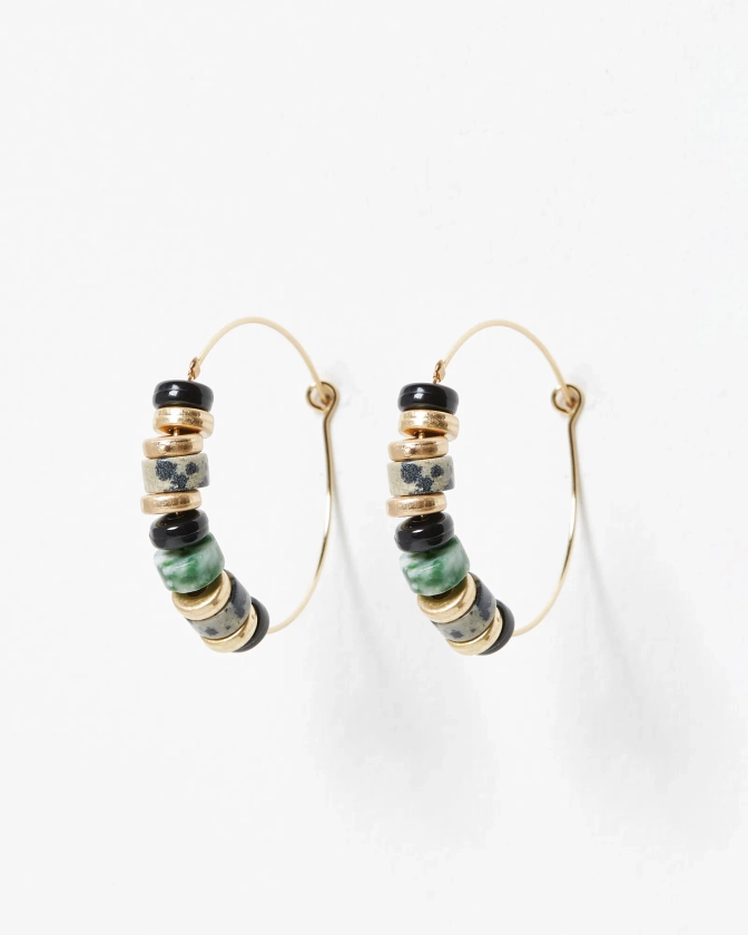 Lenora Stone & Disc Wire Hoop Earrings | Oliver Bonas