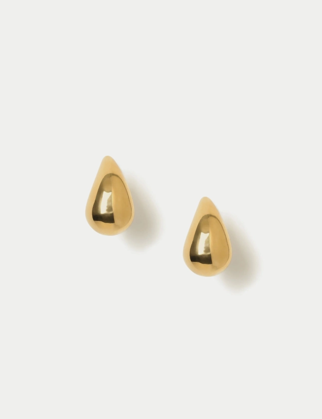 Waterproof Stainless Steel Gold Plated Large Dome Drop Earrings | Autograph | M&S