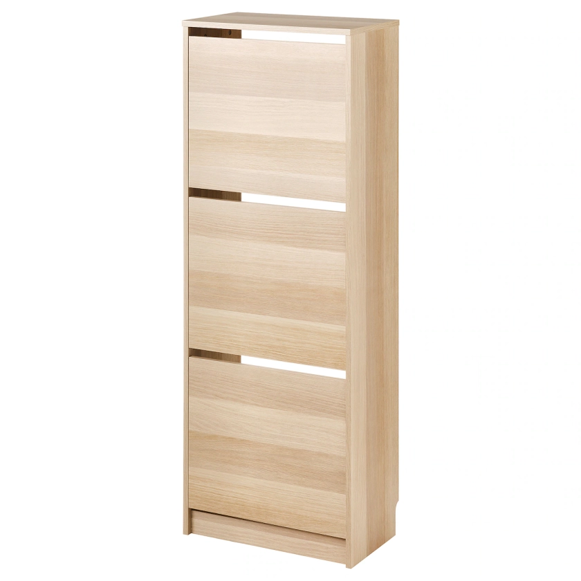BISSA armoire à chaussures 3 casiers, motif chêne, 49x28x135 cm - IKEA