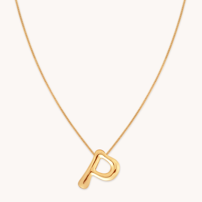 P Bold Initial Gold Necklace | Astrid & Miyu Necklaces