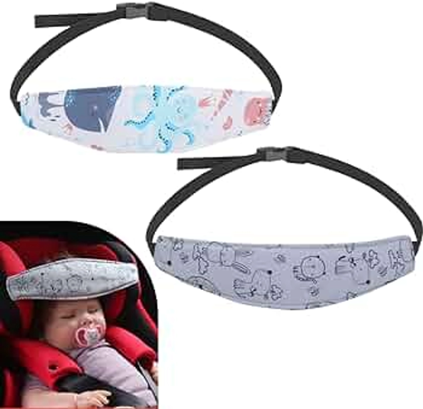 PandaEar 2 Pack Baby Head Support for Car Seat, Carseat Head Band Straps for Toddler Kids Children Infant, Neck Relief Headrest Strap for Stroller Car Seat