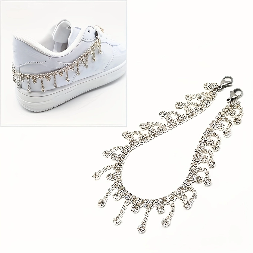 1pc Novelly Crystal Rhinestone Fringe Tassel Shoe Jewelry Chain - Anklet Chains For Women Men Sneaker Decorations