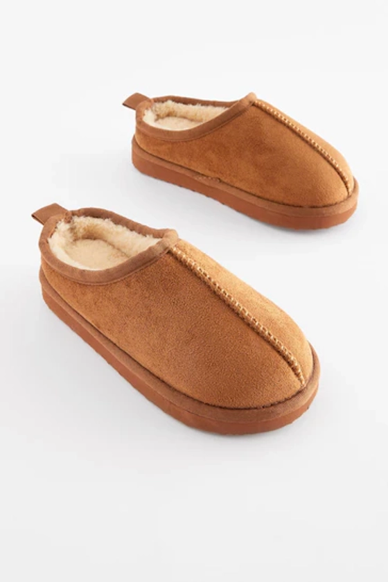 Tan Brown Cosy Mule Slippers