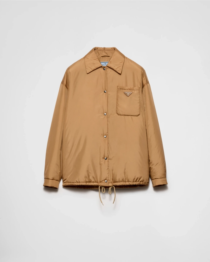 Blouson En Re-nylon Léger Marron Camel | PRADA