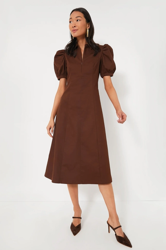 Chocolate Front Zip Denim Midi Dress | Hyacinth House