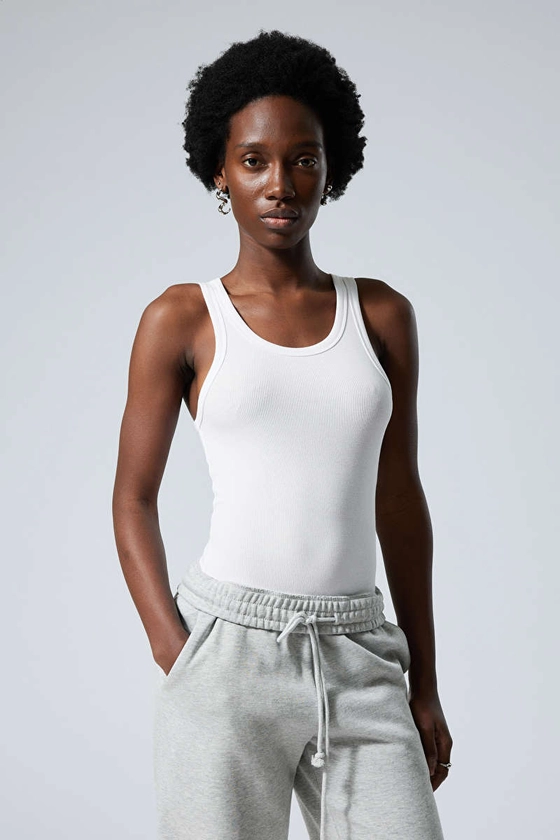 Close Fitted Tank Top - White - Weekday NL