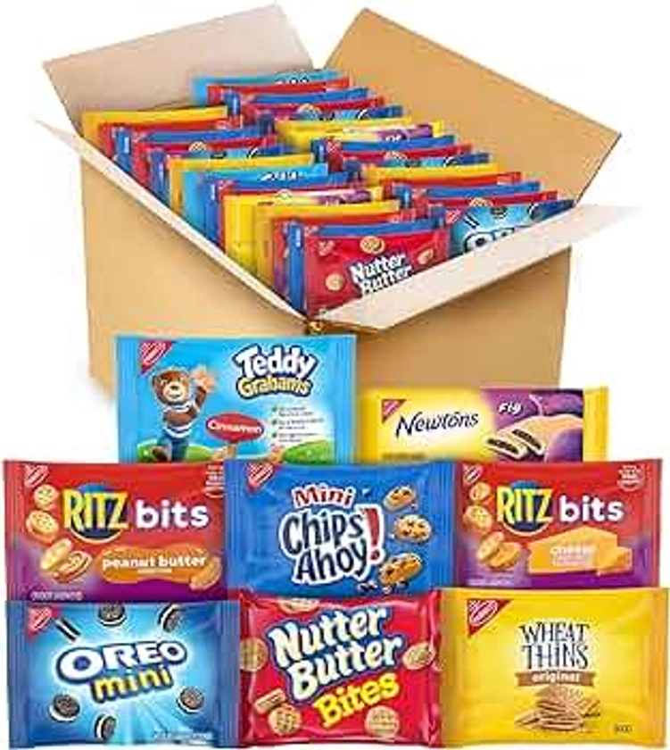 4 pack Mini, Nutter Butter Bites, RITZ Bits Cheese, RITZ Bits Peanut Butter, Teddy Grahams Cinnamon, Wheat Thins, Fig Newtons, Cookies & Crackers Variety Pack Snack Box, 48 Snack Packs