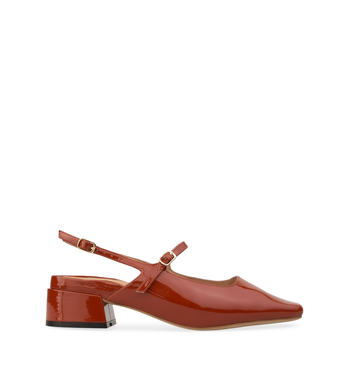 Myza Rust Patent Leather Low Heels