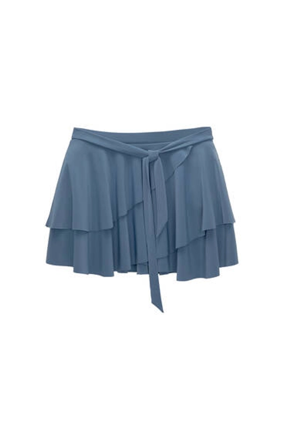 Ruffled mini skirt with bow detail