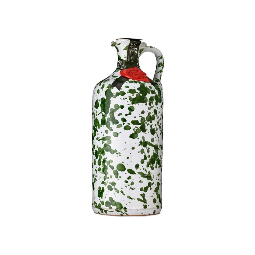 Puglian Extra Virgin Olive Oil in Green Splatter Ceramic Bottle, 500ml