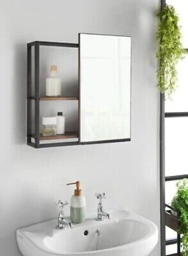 Sliding Wall Mounted Mirror Cabinet with Storage Shelf Bathroom Cupboard Rustic | eBay