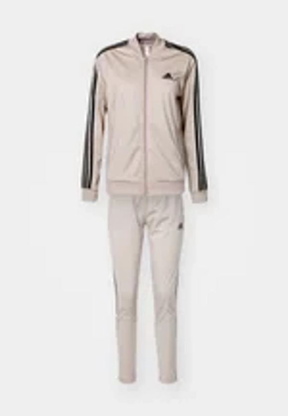 adidas Sportswear ESSENTIALS STRIPES - Survêtement - beige/black/beige - ZALANDO.FR