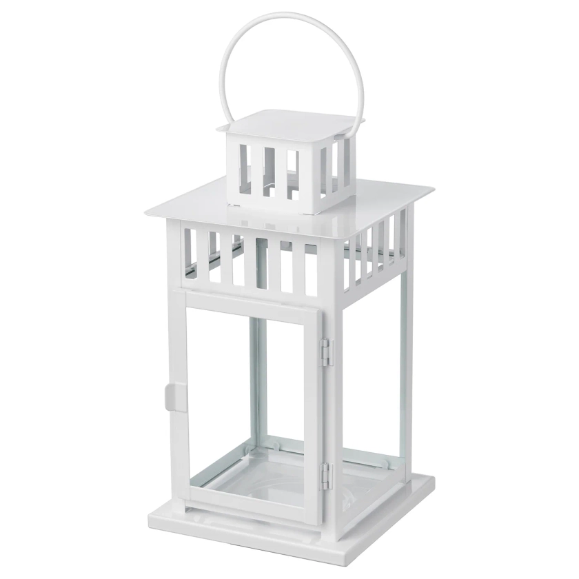 BORRBY Lantern for block candle, white in/outdoor white - IKEA