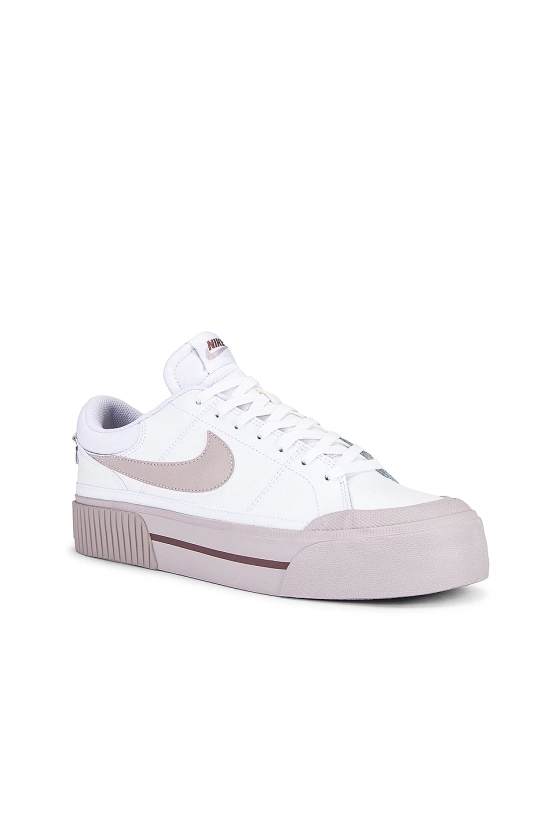 Nike Court Legacy Lift Sneaker in White, Platinum Violet, & Smokey Mauve | REVOLVE