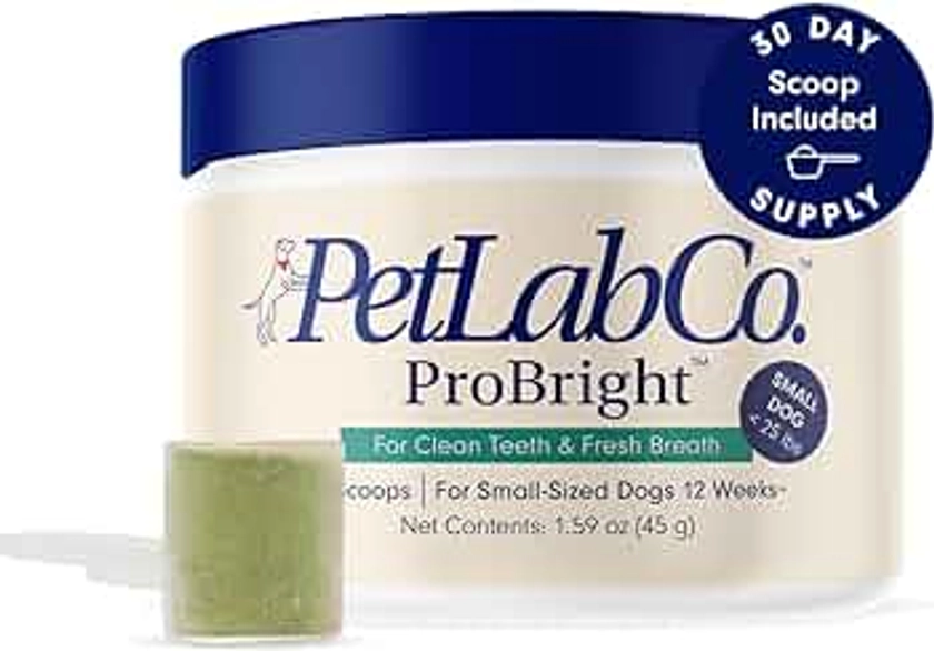 PetLab Co. ProBright Dental Powder - Dog Breath Freshener - Teeth Cleaning Made Easy – Targets Tartar & Bad Breath - Formulated for Small Dogs