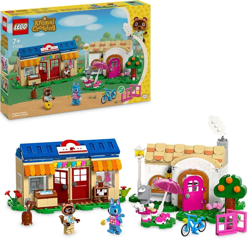 LEGO Animal Crossing Boutique Nook et Maison de Rosie - Jouet de Construction pour Enfants - 2 Personnages du Jeu Vidéo - Idée Cadeau d’Anniversaire pour Garçons et Filles Dès 7 Ans 77050